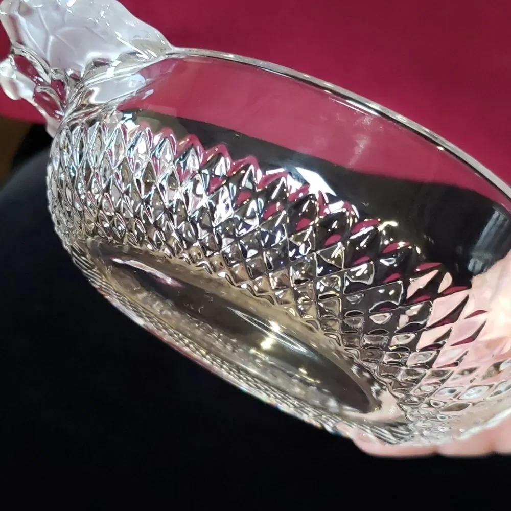 Small Crystal Cut Glass Holly Berries Candy Dish